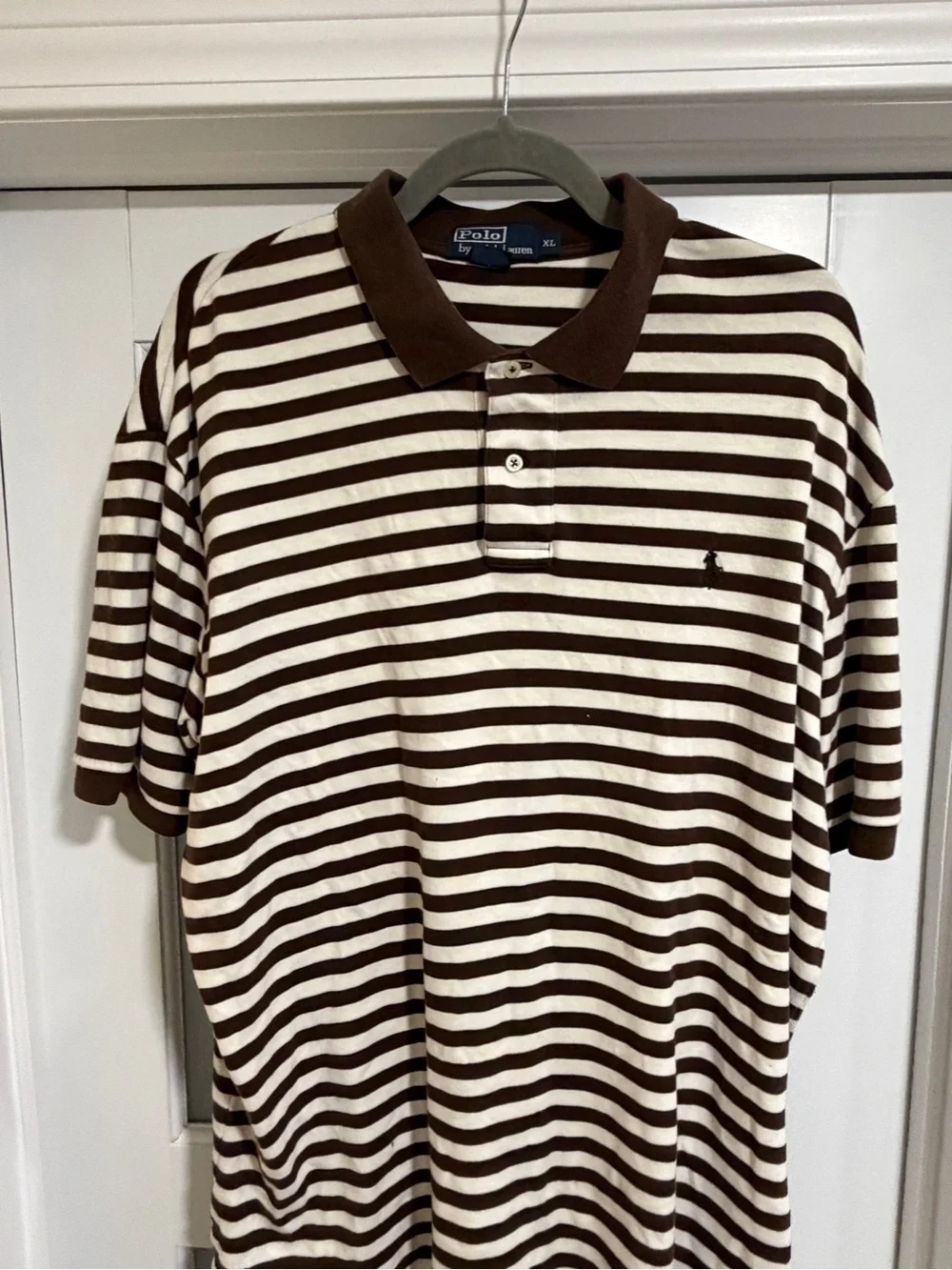Ralph Lauren Brown & White Striped Polo Shirt